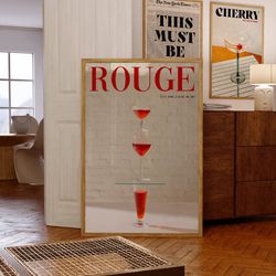 rouge magazine poster, 70s wall print, red wall art, kitchen poster, summer house poster, psychedelic wall art, retro pr