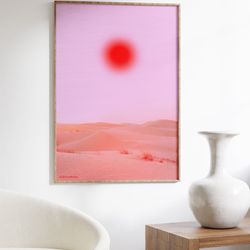 sun poster, 70s wall print, orange wall art, desert poster, summer house poster, psychedelic art, retro print, trippy ar