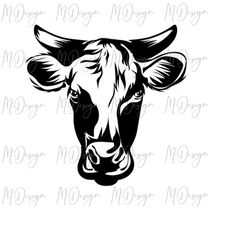 Cow Head SVG Cut File for Cricut, Silhouette Cameo, Vinyl Cutting Home DIY Projects - Great for Country Farm Life Wood S
