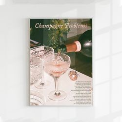 Unframed Vintage Champagne Pour Wall Art For Bar Bedroom Kitchen Dorm Room Pink Preppy Wall Art Photo Collage.jpg
