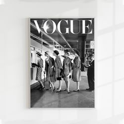 vintage vogue poster vogue magazine cover cool girl print, luxury fashion poster, girly wall art, college apartment dec