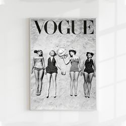 vogue poster vogue magazine cover beach wall art, luxury fashion poster, girly wall art, college apartment decor, print
