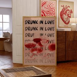 wine poster, 70s poster, red wall art, trendy wall art, hippie print, vintage poster, psychedelic room decor, retro prin