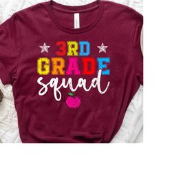 3rd Third Grade Teacher Squad Shirt Funny Back To School Gifts Tshirt For Elementary Teachers Squad Vibes Girls Boys Fir