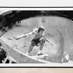 young boy skateboard in empty swimming pool poster - art deco, skate lovers, canvas print, gift idea, print buy 2 get 1
