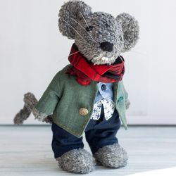 Collectible handmade artist toy Teddy Mouse, Exclusive gift
