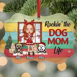 Rockin The Dog Mom Life: Personalized Aluminium Ornament - Perfect Gift For Dog Lovers