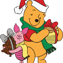 winnie the pooh piglet tigger eeyore christmas, winnie the pooh transparent background png clipart, digital download