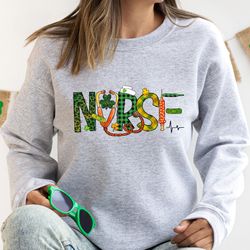 lucky nurse st. patricks day shirt png, shamrock leaf , happy st. patricks day lucky leopard cheetah shamrock leaf st.