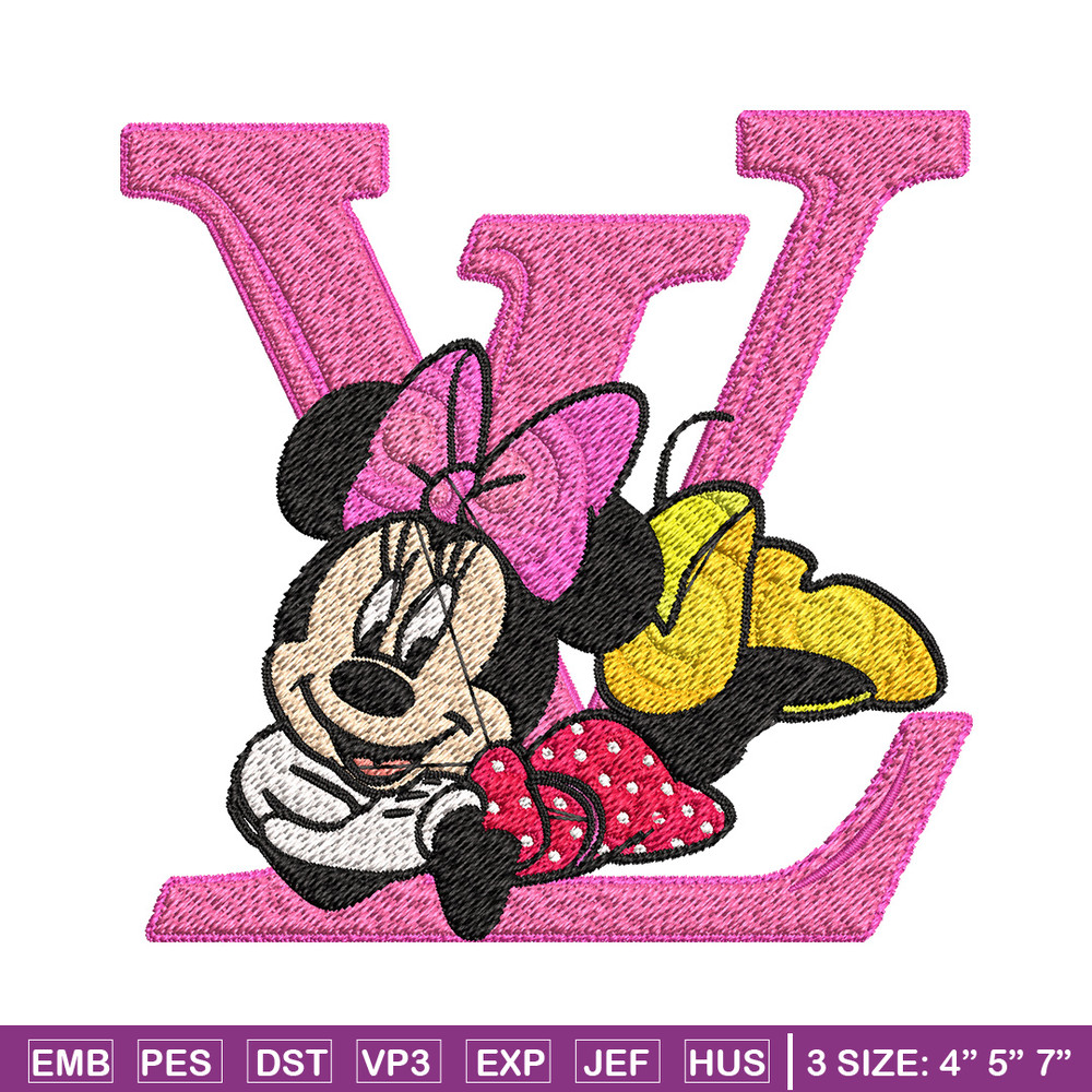 Minnie pink lv Embroidery Design, Lv Embroidery, Brand Embroidery, Embroidery File, Logo shirt, Digital download.jpg