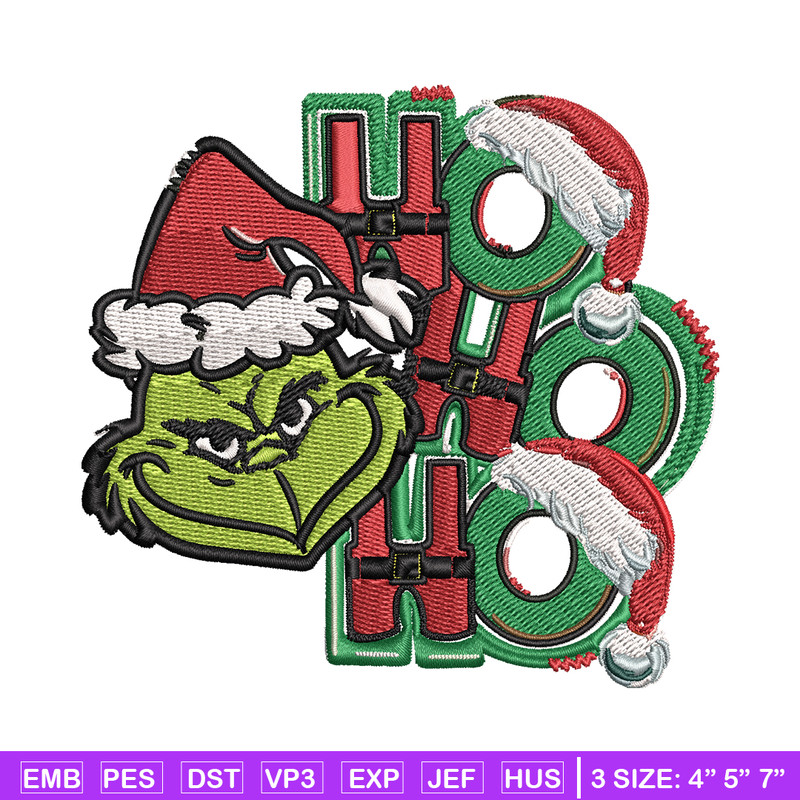 Ho Ho Ho The Grinch Embroidery design, Grinch christmas Embroidery, logo design, Embroidery File, Instant download..jpg