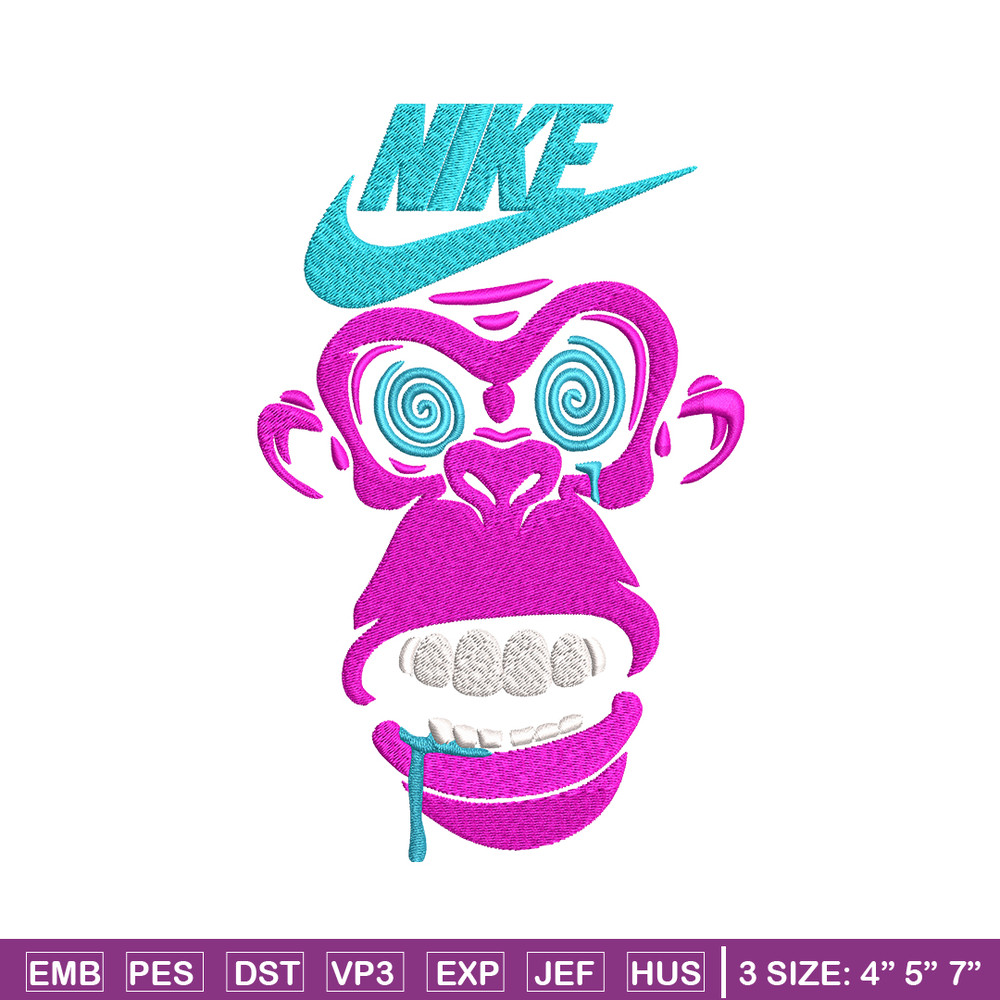 Monkey Nike Embroidery design, Monkey Embroidery, Nike design, Embroidery file, logo shirt, Instant download..jpg