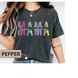 Custom Mama Shirt, Mom Shirt With Kids Names, Personalized Mom Tshirt, Mama With Children Names Tee LS023