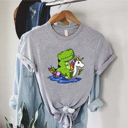 funny dinosaur shirt png, birthday kids gift, dinosaur and unicorn tshirt png, t-rex dinosaur riding unicorn float tee,