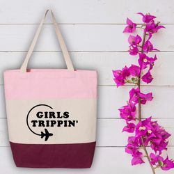 girls trippin tote bags, girls weekend gifts, girls trip bags, funny vacation totes, airport bag, road trip tote bags,ad