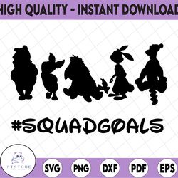 winnie the pooh squad goals svg dxf jpg png eps cut file instant download, pooh svg  design, squadgoals svg, birthday sv