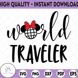 World Traveler Mickey Disney svg, Disney Mickey and Minnie svg,Quotes files, svg file, Disney png file, Cricut, Silhouet