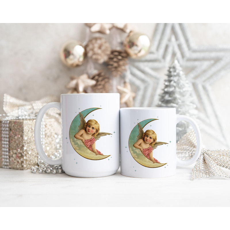 Christmas Angel Mug Gift for Her, Angel Retro Christmas Mug, Vintage Christmas Decor, Gifts for Coffee Lovers, Holiday Mugs, New Years Mugs - 3.jpg