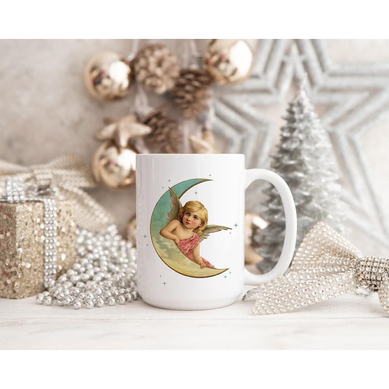 Christmas Angel Mug Gift for Her, Angel Retro Christmas Mug, Vintage Christmas Decor, Gifts for Coffee Lovers, Holiday Mugs, New Years Mugs - 4.jpg