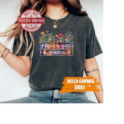wildflower book tshirt for teachers book lover gift shirt for women mom librarian shirt designs, book nerd tshirt