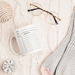 library card mug, aesthetic mug