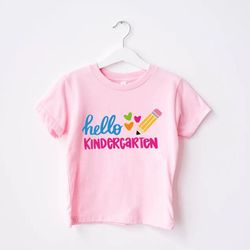 hello kindergarten tshirt png, 1st day of school gifts, girls kindergarten shirt png, back to school tee, cute hello pre