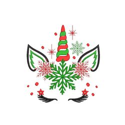 christmas unicorn embroidery design, 2 sizes, instant download