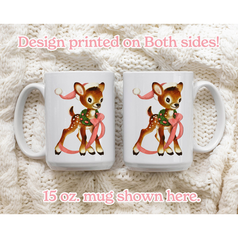 Retro Christmas Mug, Pink Christmas Reindeer Mug, Mid Century Modern Christmas Decor Vintage Reindeer Family Christmas Mug Coffee Lover Gift - 4.jpg