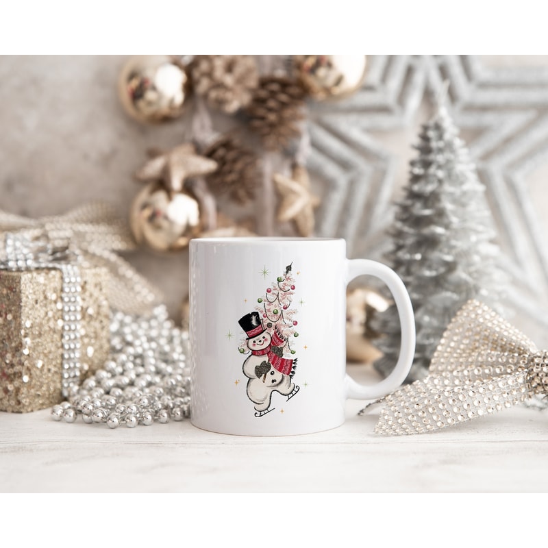 Retro Snowman Christmas Mug Gift for Her, Vintage Snowman Family Christmas Mugs Gift, Mid Century Modern Christmas Decor, Coffee Lover Gifts - 2.jpg