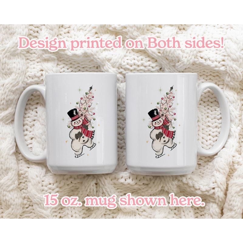 Retro Snowman Christmas Mug Gift for Her, Vintage Snowman Family Christmas Mugs Gift, Mid Century Modern Christmas Decor, Coffee Lover Gifts - 3.jpg