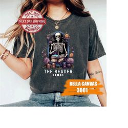 the reader tarot card shirt funny book shirt women gift for book lover witchy stuff mystical literature apparel, skeleto