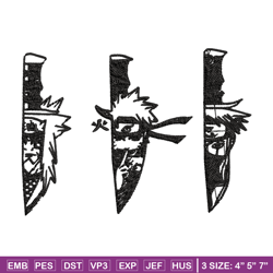 naruto character in knife embroidery design, naruto embroidery, anime design, embroidery file, instant download.