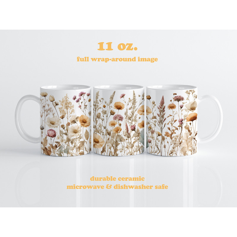 Wildflower Mug, Cottagecore Pressed Flower 11oz Ceramic Mug for Mom Gift for Teacher, Floral Holiday Mug, Coffee Lover Gift, Boho Aesthetic - 2.jpg