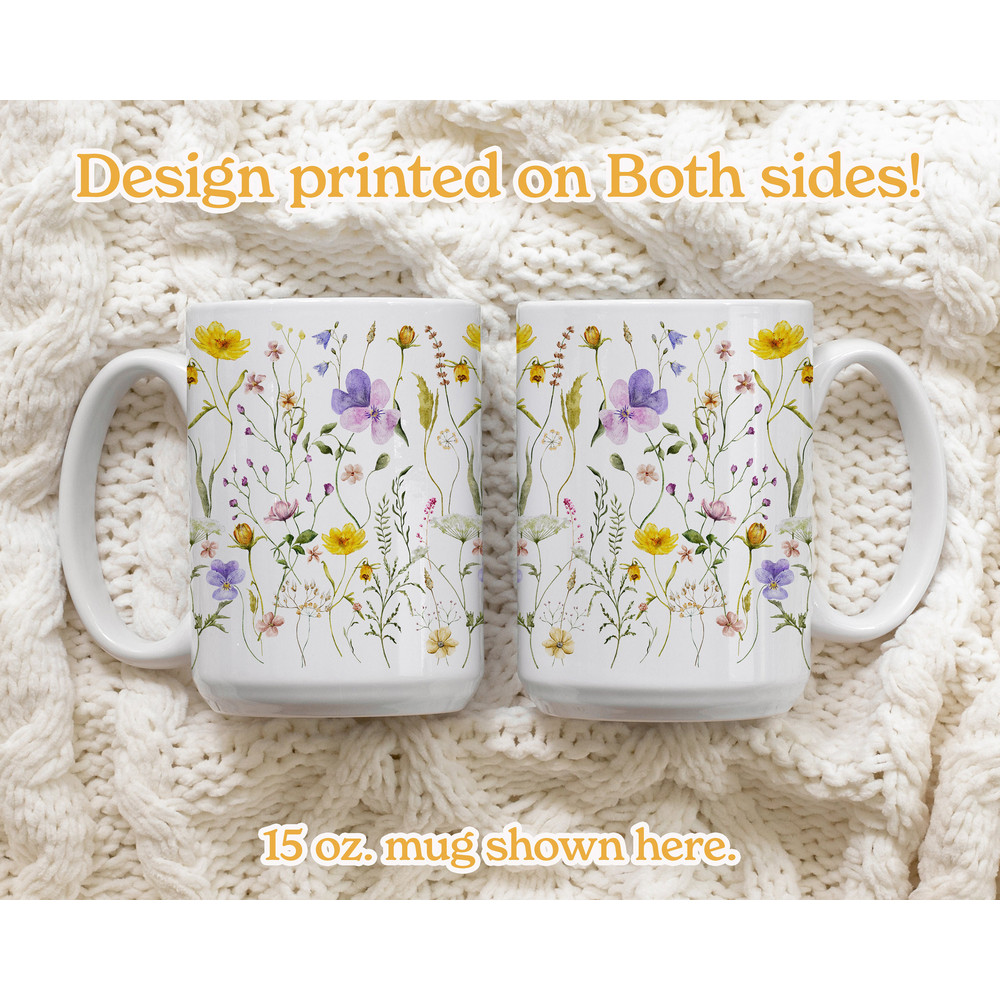 Wildflower Mug, Pressed Flower Mug, Floral Mothers Day Mug, Fairycore Ceramic Coffee Mug, Trendy Boho Gardener Gift, Cottagecore Tea Cup - 1.jpg