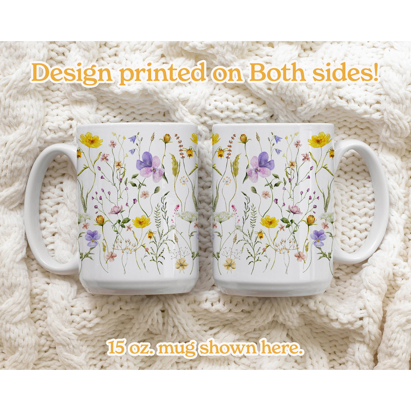 Wildflower Mug, Pressed Flower Mug, Floral Mothers Day Mug, Fairycore Ceramic Coffee Mug, Trendy Boho Gardener Gift, Cottagecore Tea Cup - 1.jpg