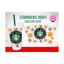Full Wrap Basketball, Eat Sleep Hoops Repeat, Basketball Gift, Basketball Mom Wrap For 24 Oz Venti Cold Cup svg png eps Files