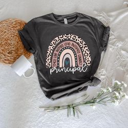principal leopard rainbow tee, gift for principal, principal tshirt png, teacher appreciation, back to school shirt pngs