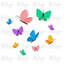 Flying Butterflies SVG Design for Sublimation Printing, Cricut, Silhouette Cutting Files - Butterfly SVG Colorful - Inst