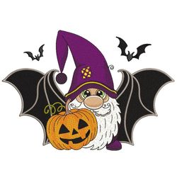 Halloween Gnome Embroidery Design,  3 sizes, Instant Download