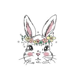 Easter Floral Bunny Embroidery Design,  3 sizes, Instant Download