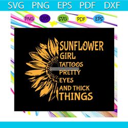 sunflower girl with tattoos svg, sunflower svg, sunflower print, sunflower gift, sunflower svg file, sunflower lover,bla