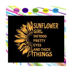sunflower girl with tattoos svg, sunflower svg, sunflower print, sunflower gift, sunflower svg file, sunflower lover,bla
