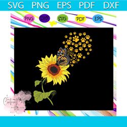 sunflower butterfly svg, dog paw svg, dog mom svg, sunflower for silhouette, files for cricut, svg, dxf, eps, png instan