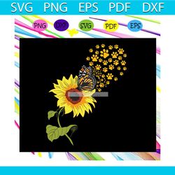 sunflower butterfly svg, dog paw svg, dog mom svg, sunflower for silhouette, files for cricut, svg, dxf, eps, png instan