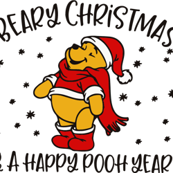 beary christmas and a happy pooh year svg, merry christmas svg, winnie the pooh svg, christmas svg, digital download