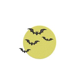 bats embroidery design, bats and moon embroidery file, halloween embroidery design, 3 sizes, instant download