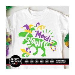mardi gras dinosaur svg, mardi saurus svg, mardi grawr svg dxf eps png, kids cut file, funny clipart, toddler fat tuesda