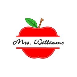Split apple applique embroidery design, Back to school embroidery file, 4 sizes, Instant download