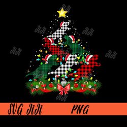 christmas dinosaur t rex tree buffalo plaid red green xmas png, dinosaur christmas png