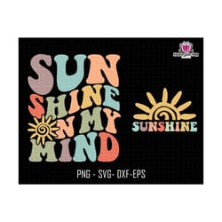 sunshine on my mind svg, summer design svg, summer break svg, hello summer svg, boho summer svg, beach svg, retro summer svg, vacation 2023